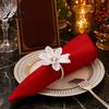 Non-slip Napkin Holder 6Pcs White Lotus Rings, Chiffon Flower Metal Ring Holders, Faux Elegant Pearl Dinner Rings for Wedding Bridal Shower