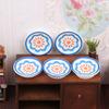 5Pcs 1:12 Dollhouse Simulation Blue White Porcelain Plates Dollhouse Kitchen Decoration Dolls House Accessories Pretend Play Toy