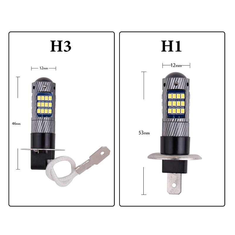 2PCS H1 Led H3 Fog Light 12v High Quality 2016 Car Front Fog Lamps Anti Fog Bulb Auto Driving Running Light 6000K Super White