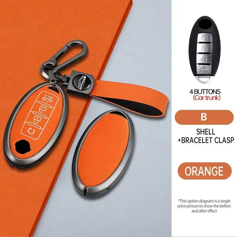 Alloy Key Case For Nissan Tiida Qashqai J11 J10 Micra Kicks Altima X-Trail Fuga Navara Leaf Note Sentra Murano Car Key Cover