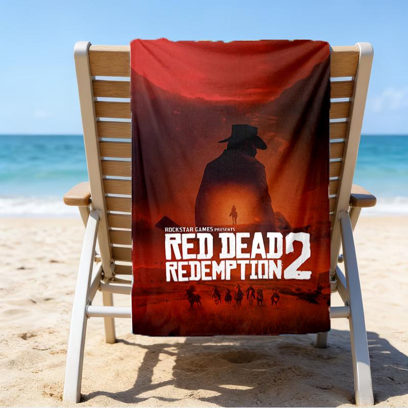 proof beach towel with a Red Dead Redemption1 pattern - soft,absorbent,quick-drying,machine washable - perfect for swimming,camping,bathing