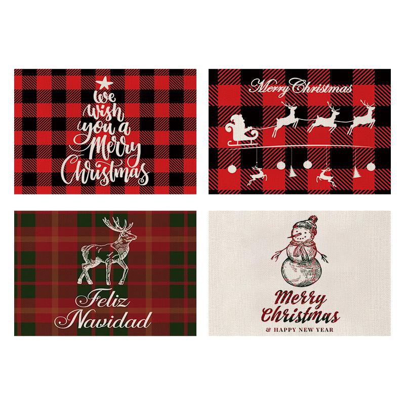 Western Style Stain-Proof Linen Placemat - Heat-Insulating and Decorative Christmas Table Mat