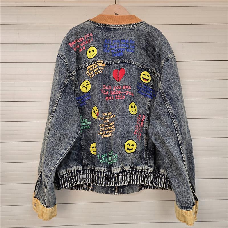 Trendy American Style Cartoon Embroidered Denim Jacket - Short Fashion Style