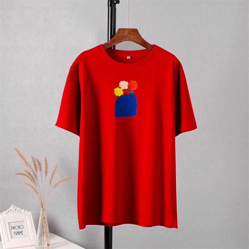 Shellsuning Ležérní Estetické umění Květinový vzor Trička s potiskem pro ženy Letní Oversized Vintage Trička s výstřihem do O Dámské Jednoduché Topy