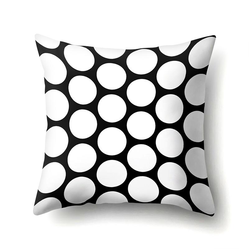 Polyester Pillowcase Peach Leather Velvet Black and White Geometric Printed Pillowcase Waist Cushion Cover Bedside Cushion Cover Bedside Cushion Cover