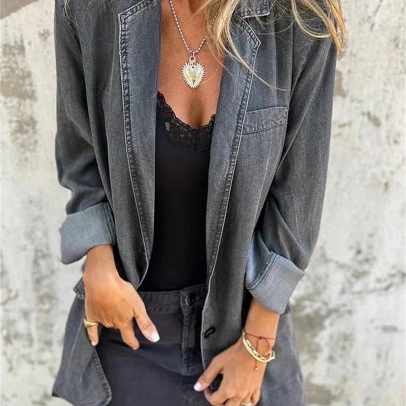 2026 Retro European-American Style Lightweight Denim Jacket, Long Sleeve
