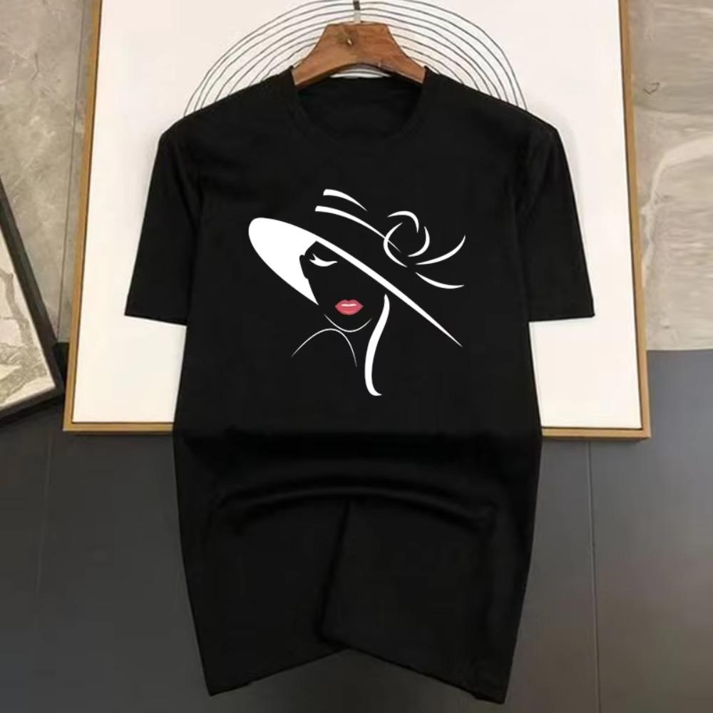 

Женская футболка с принтом, летняя, высокого качества, роскошная, мужская, женская, хлопковая, с коротким рукавом, повседневная, модная, оверсайз, уличная одежда XXXXXL чёрный