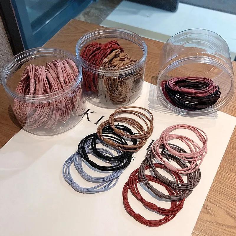 Women's Colorful Hairband Elastic Band 20 Pieces Korean High Elasticity Durable Hair Ring Simple Elegant Rope Hair Decoration