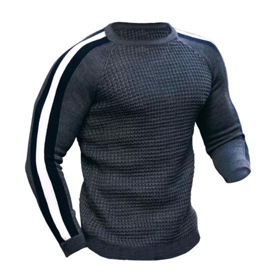 Zimní pánský svetr barevný blok kulatý výstřih dlouhý rukáv pletenina slim fit pulovr svetr pro venkovní použití