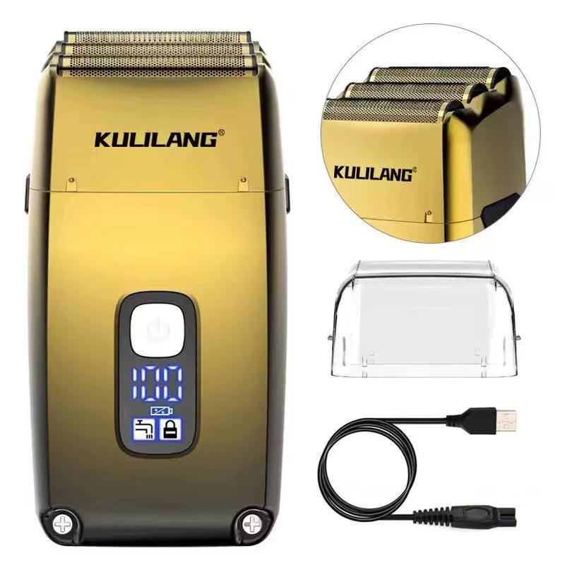 White Electric Three-Blade Mesh Head Shaver - Waterproof Clipper for Balding and Hair Trimming