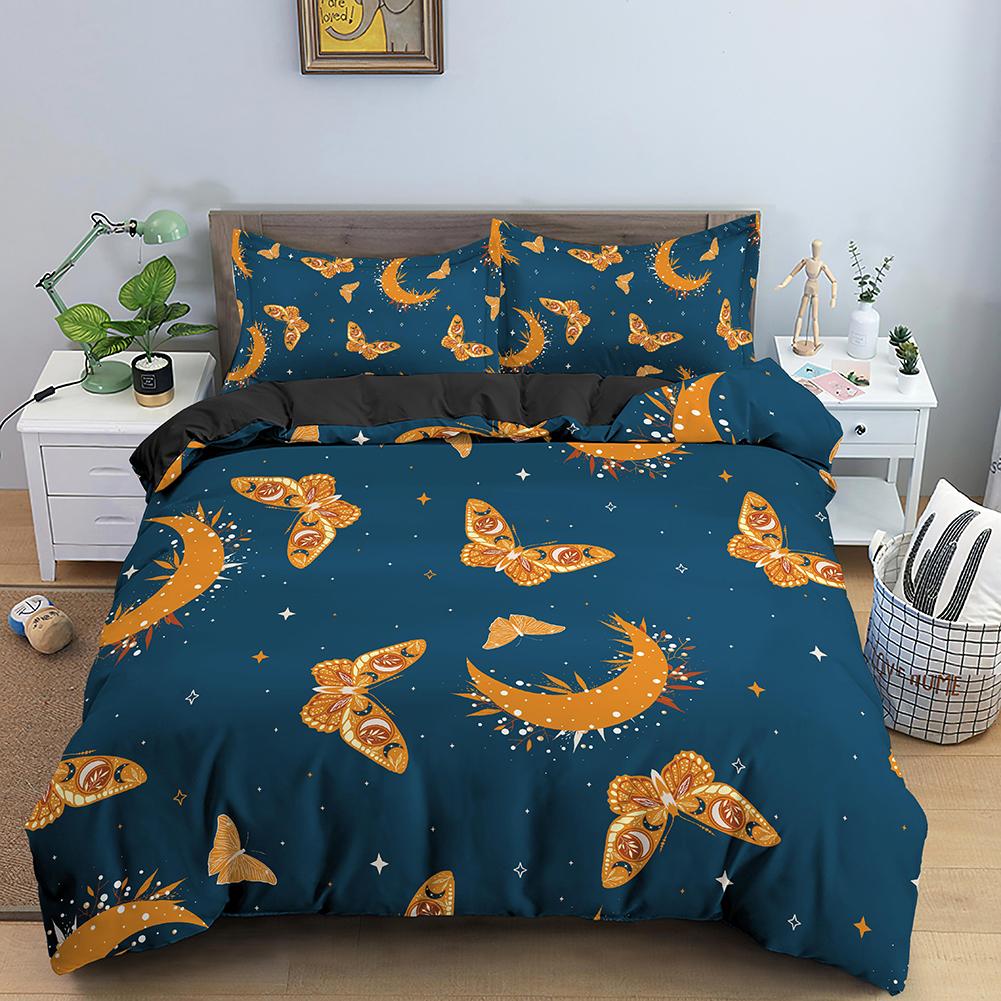 3D Verträumte Nacht Galaxie Lila Schmetterling Gedruckt Lila Fliegender Bettbezug Bettwäsche-Set für Kinder Mädchen Jugendliche Erwachsene 3 Bettbezug