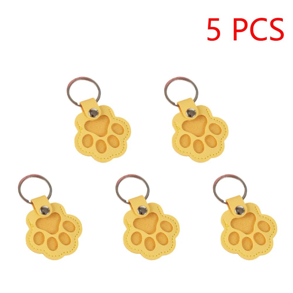 1-5PCS Pet Hair Keepsake Keychain PU Pet Keychains Hair Collector Cute Paw-Shaped Charm for Keyrings Bags and Personal Mementos
