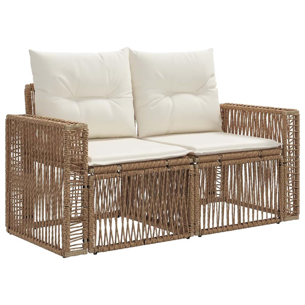 Garden Sofa Set 6 Pieces Beige and Cream White Poly Rattan