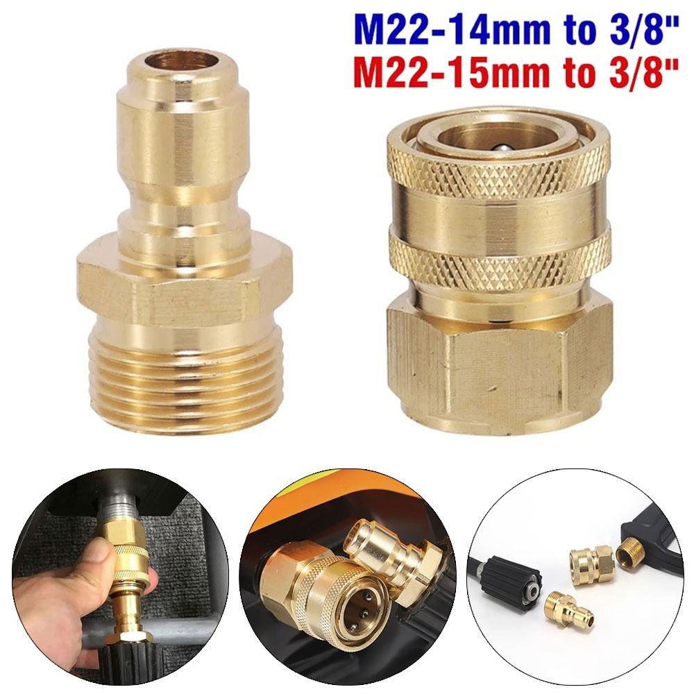 1Set 3/8 M22 Pipe Joint Quick Connect Kits For M22 High Pressure Washer Hose Coupler M22 14/15mm Adapter Set Water Outlet Set