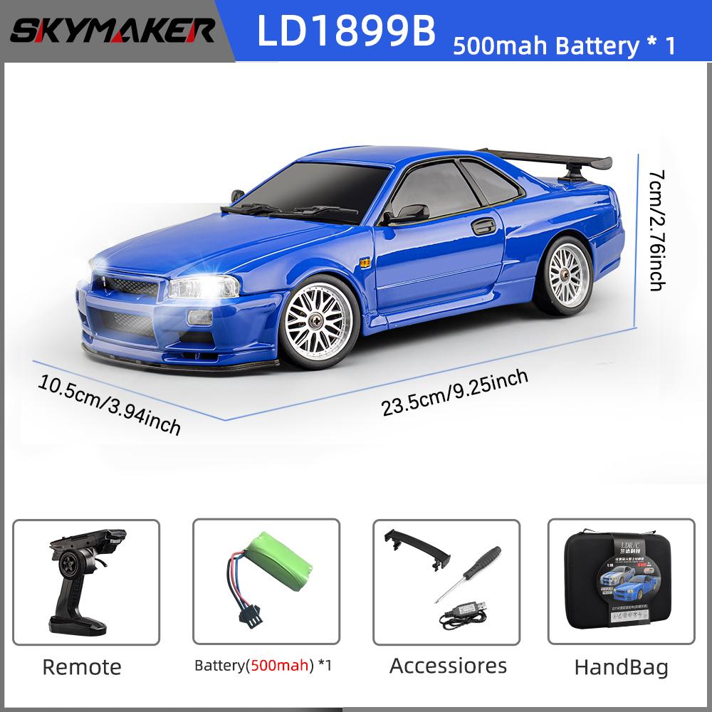Skymaker Ldrc 1/18 Rc Drift Car Ld1899 Gtr Mode R34 2.4Ghz Rwd With Gyroscope On-Road Alloy Body Shell Racing Car For Boys Gifts