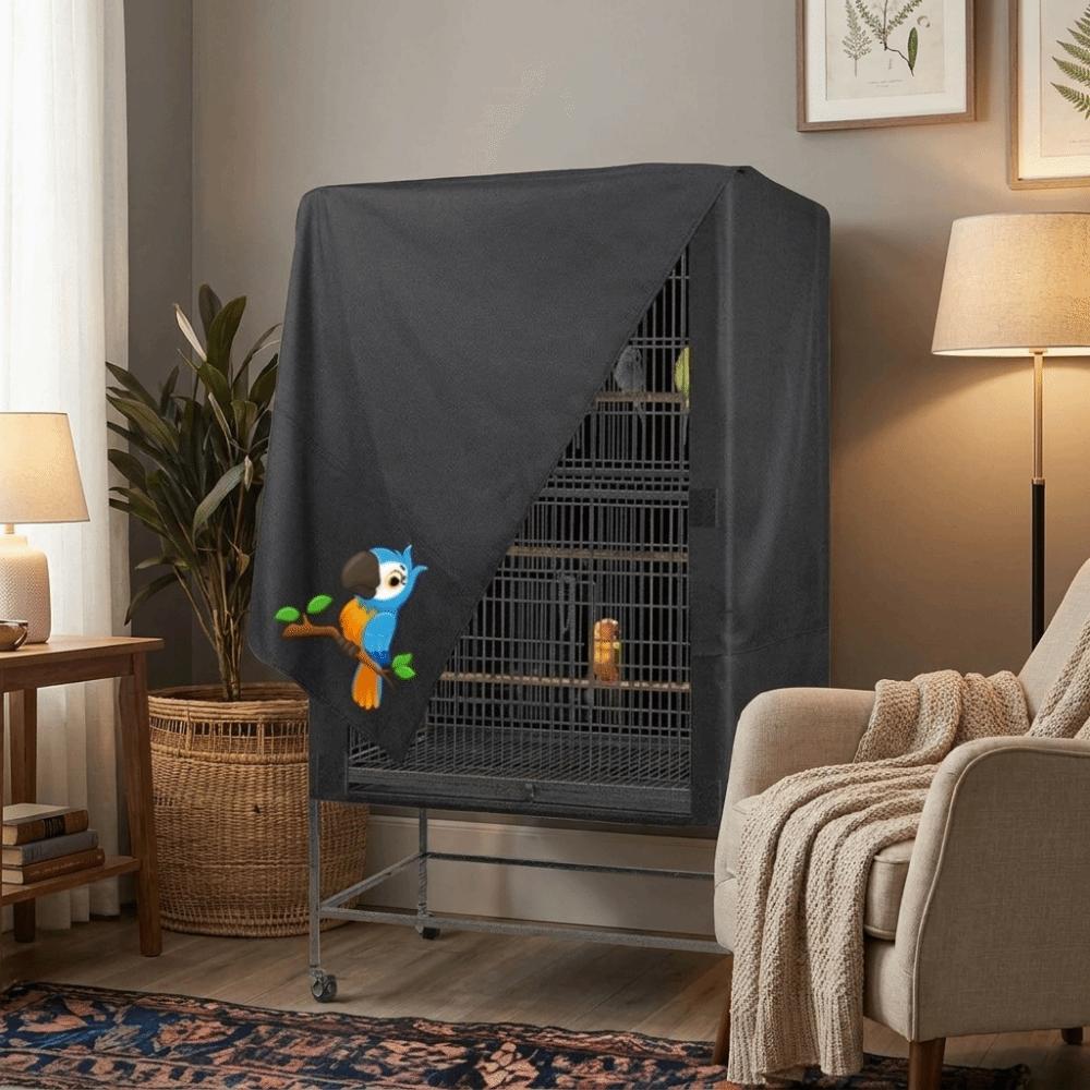 Light-Blocking Oxford Cloth Bird Cage Cover Ventilated Waterproof Bird Cage Cover Dustproof Washable Bird Cage Protective Hood