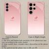 Rosa herzförmige metallische Lackglas-Handyhülle geeignet für Samsung Galaxy S26 S25 S24 S22 S21 S20 FE/Ultra/Plus stoßfest