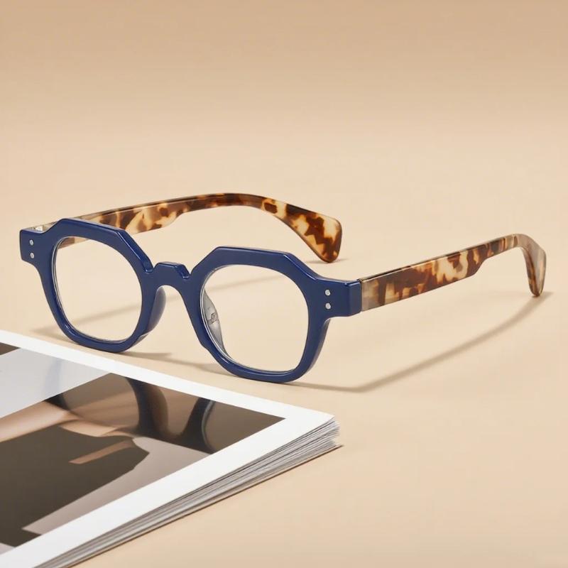 Men's and Women's Retro Polygonal Anti Blue Light Reading Glasses Classic Small-Frame Comfort Hyperopia Glasses Eye Protectio