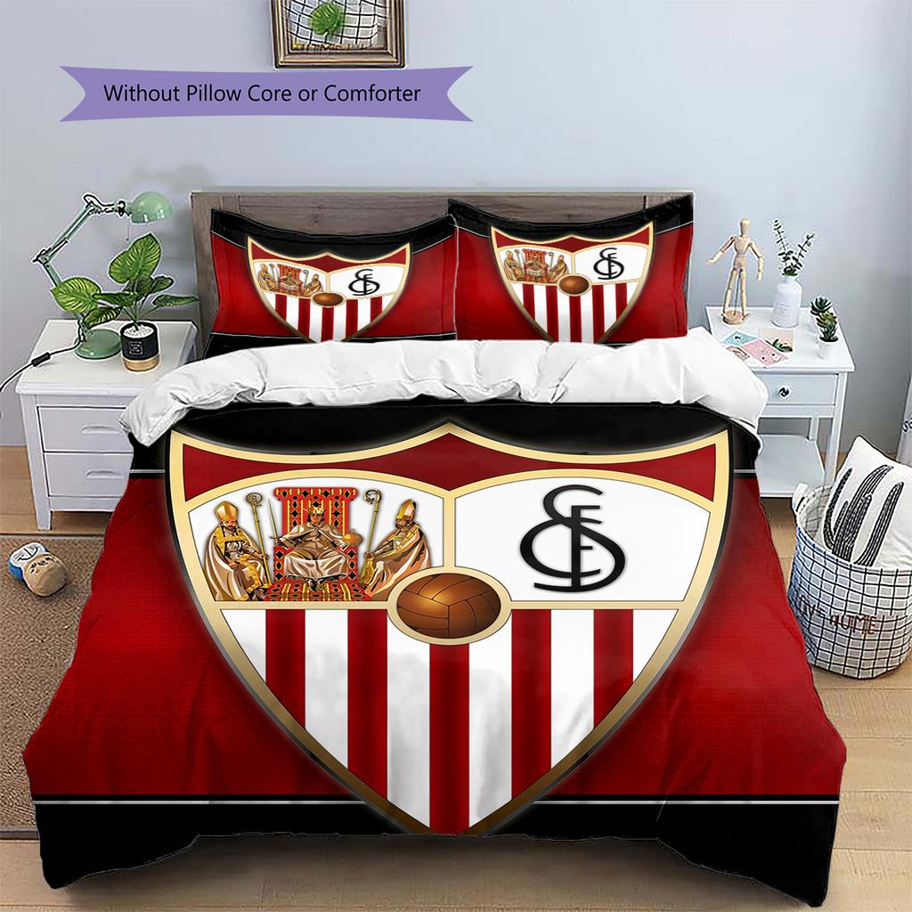 Sevilla FC Patrón Juego de Ropa de Cama Colcha Decoración del Hogar Regalo (1 funda nórdica + 2 fundas de almohada sin relleno.)
