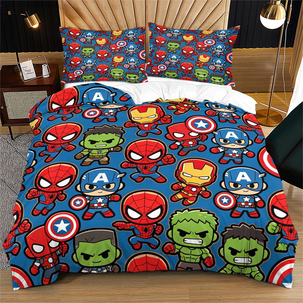Cute Marvel Superhero Duvet Cover Set Comforter Cover Bedding Set No Filler For Teens Bedroom Living Room Decor