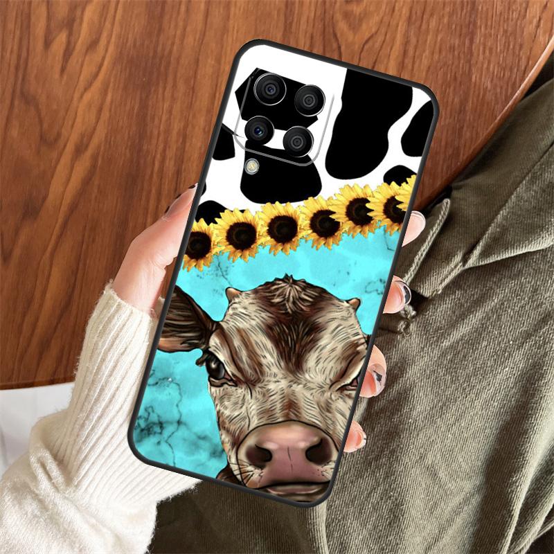 Western Highland Cow Sunflower Cute Case For Samsung Galaxy M06 M16 M36 M56 M33 M15 M55 M31 M13 M12 M14 M53 M32 M52 M35 M34 M54