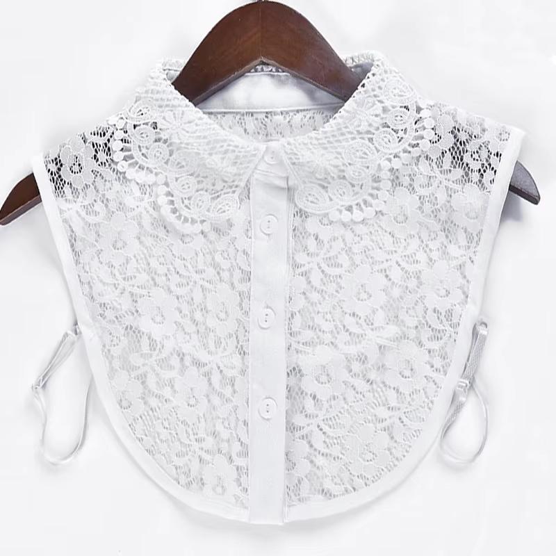Girls Hollow Out Lace Shirt Detachable Fake Collar Shirt Lapel Blouse Top Adjustable Women Clothes Ladies False Collar Decor