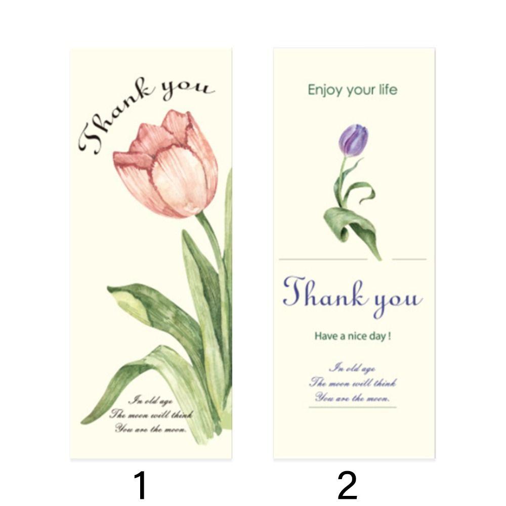 50PCS 6*15cm Thank You Seal Stickers Tulip Flower Floral Tags Package Labels Online Retails