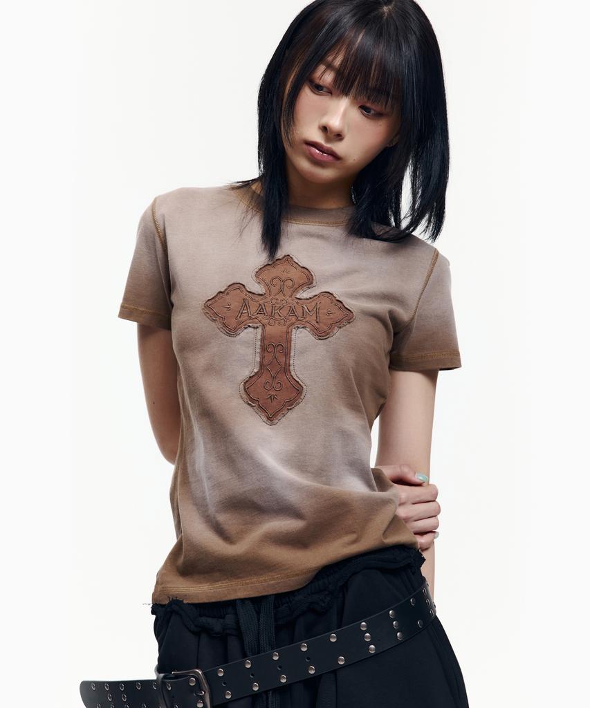 AAKAM Dust Fade Cros2 Half Top (Brown)