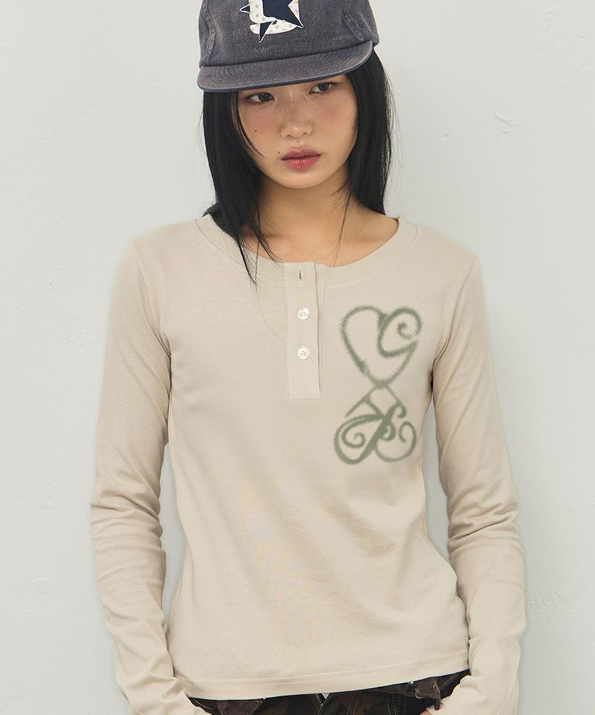 GRAVER [Unisex] All That Henley Neck Long Sleeve T-Shirt_2 Colors
