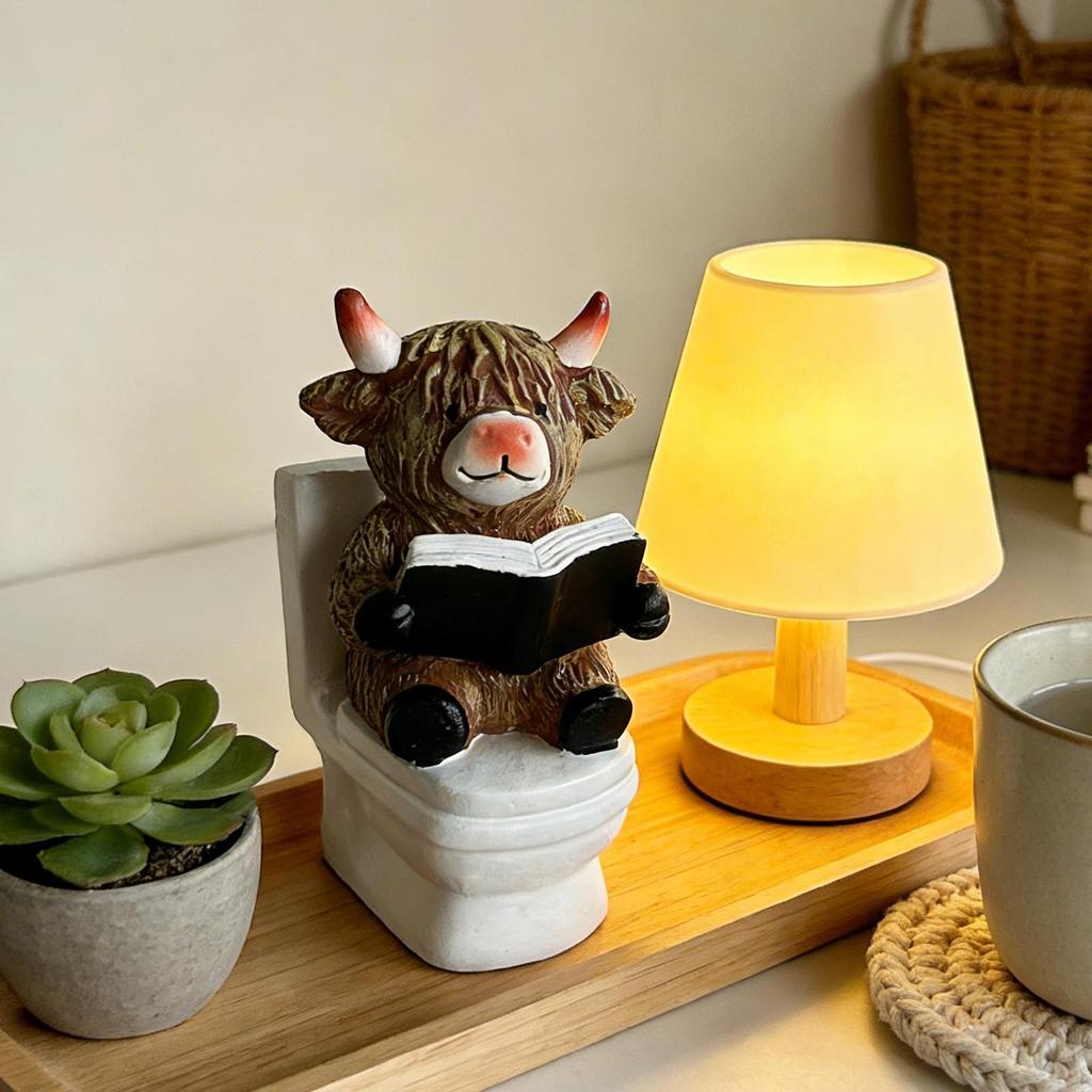 Hochlandkuh Dusche Badezimmer Figur Handwerk Harz Rinder Ornament Kleine Kuh Statue Dekorationen Geschenke Für Schlafzimmer Bücherregale