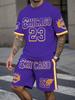 Completo Due Pezzi da Uomo Sportivo a Maniche Corte con Pantaloncini Stampa Lettere Maglietta e Pantaloncini Abbigliamento Sportivo da Basket