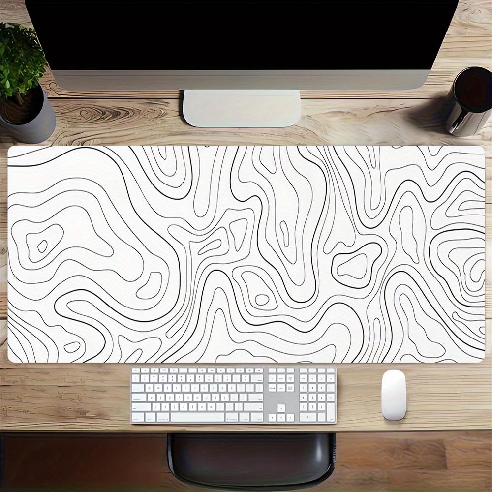 Large Multi-Size Non-Slip Rubber Base Contour, Abstract, Lines Mouse Pad, Stitched Edges Keyboard Desk Mat for School, Office, Home, Gift Fo