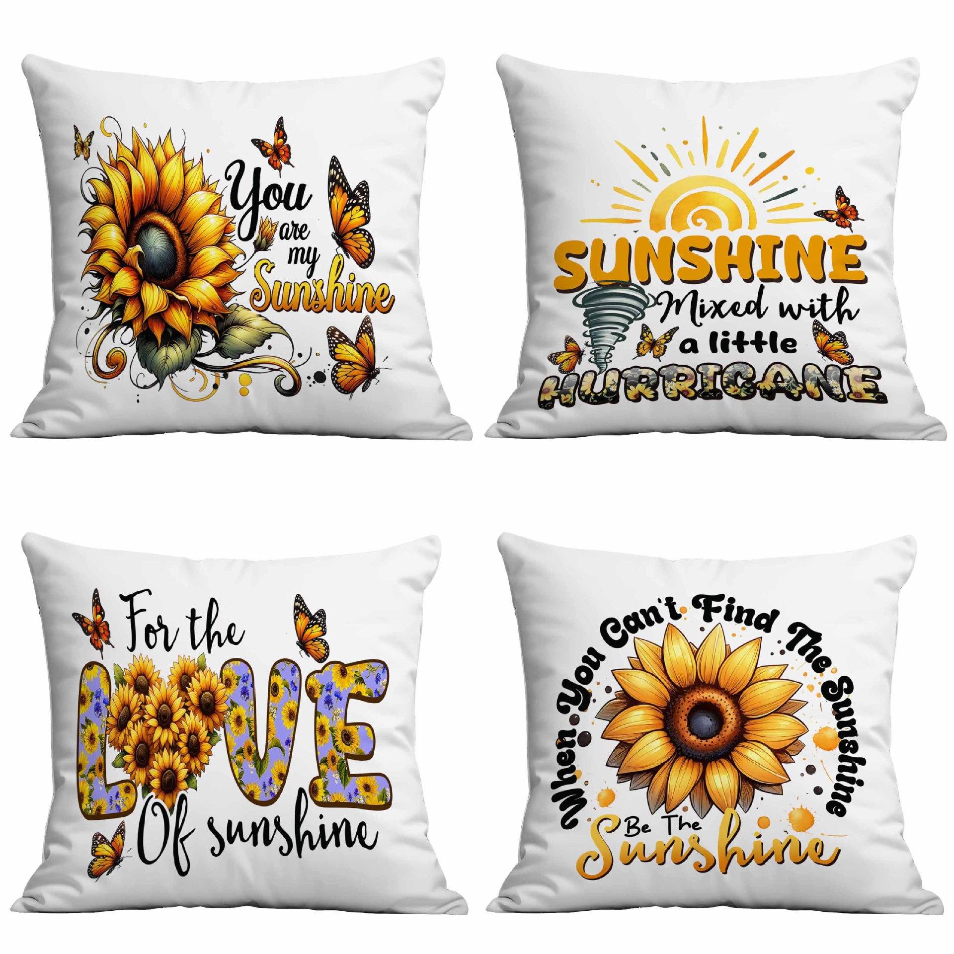 

Retro Sunflower Sun Pillow Case Home Sofa Cushion Pillow Case 45 * 45Cm