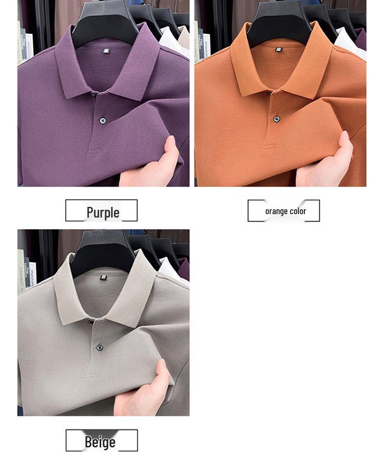 Men's Summer Casual 100% Pure Cotton Polo Shirt with Turn-Down Collar