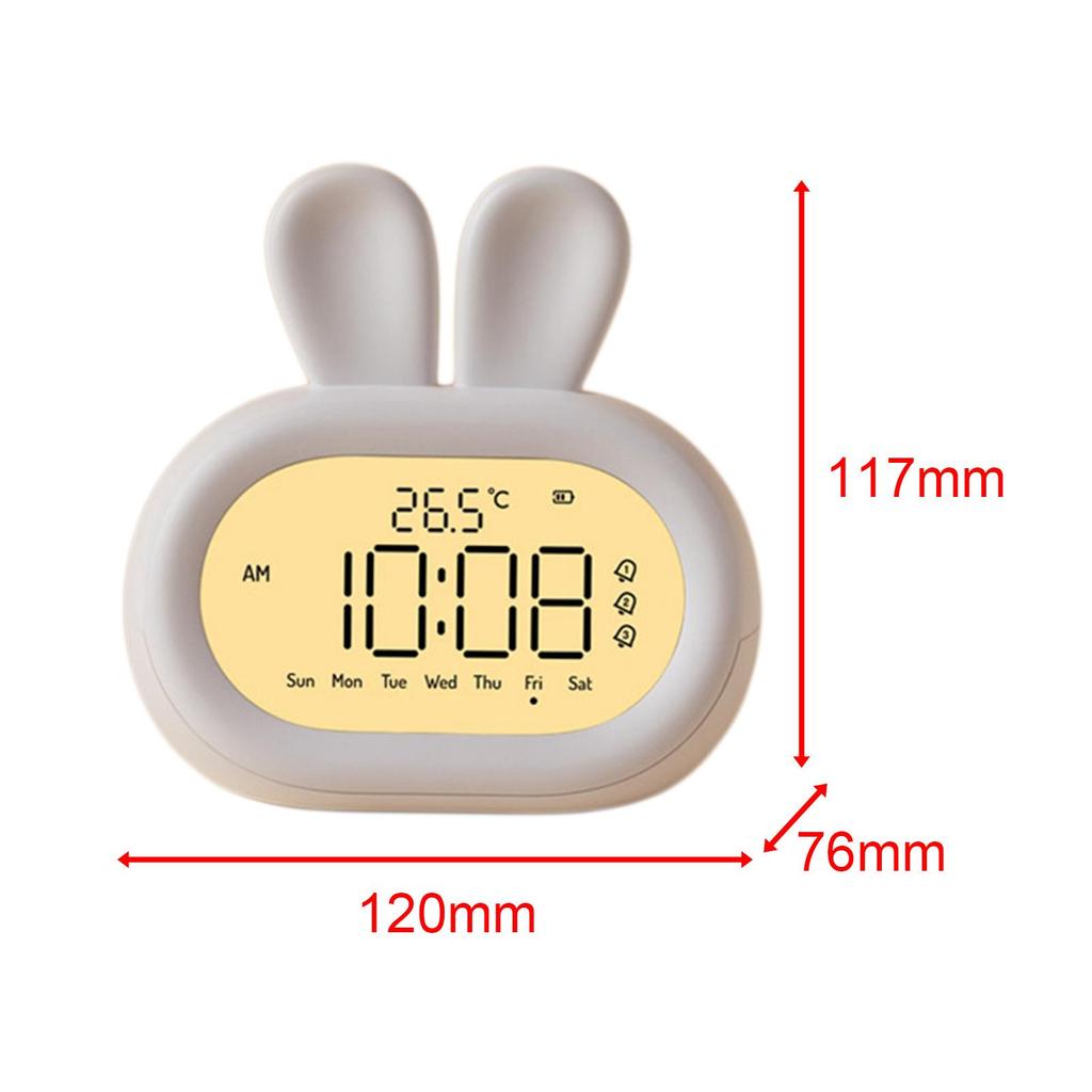 Night Light Large Screen Display Snooze Bunny Bedside Clock Kids Digital Alarm Clock for Children Boys Girls Toddlers
