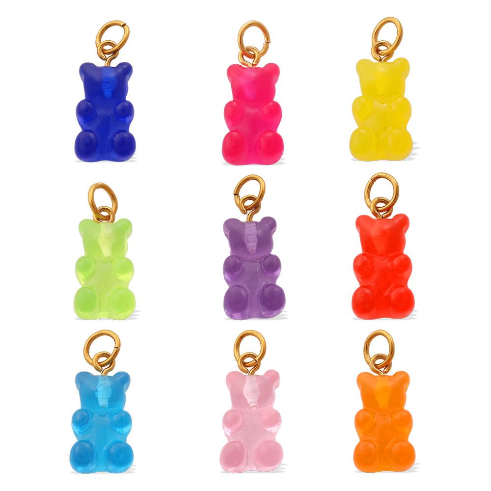 Colorful Creative Resin Diy Bear Pendant Does Not Fade, Personalized Versatile Dopamine Pendant Accessories