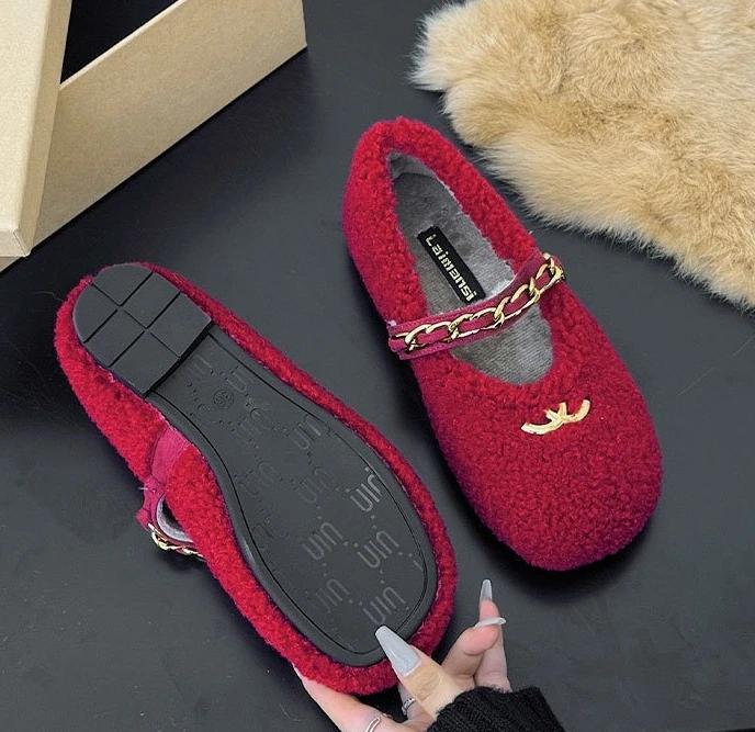 Fashion Luxury Sheep Fur Lined Loafers Women Lambswool Shoes Ladies Winter Slip On Furry Flats Cotton Wool Mocasine Femme Barefoot Boots