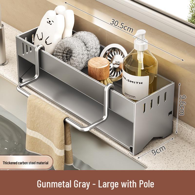 Multifunctional Kitchen Organizer for Dishcloths, Scouring Pads, Sponges, and Steel Wool Storage.