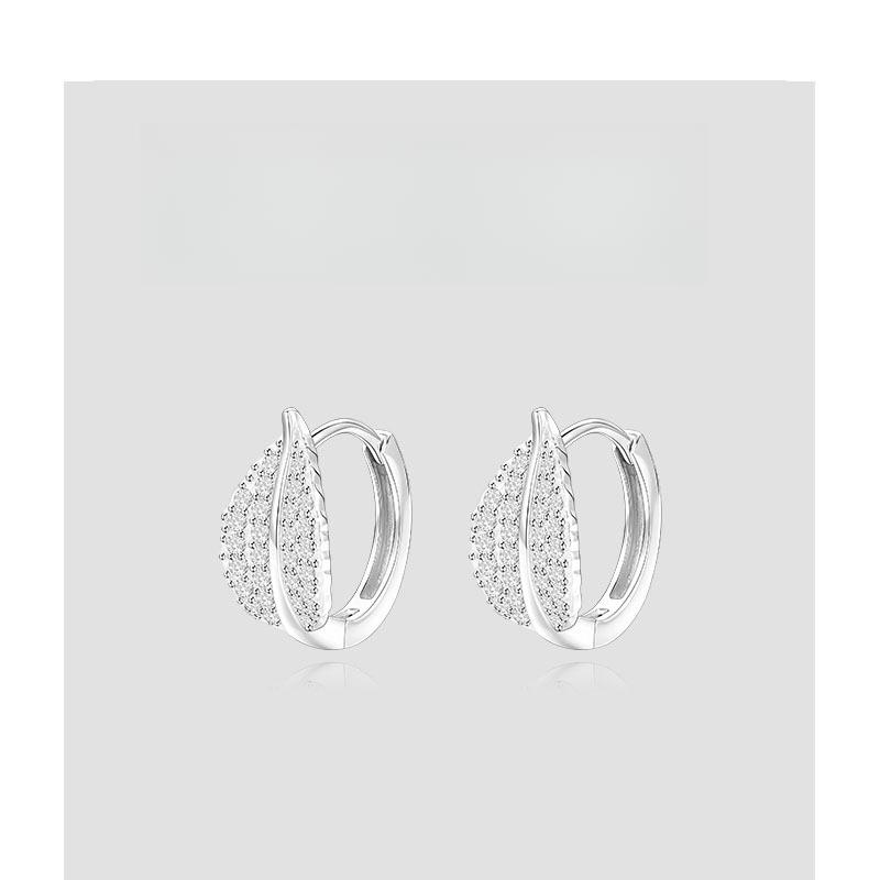 Leaf Ear Buckle Women's Ultraflash Ring Earrings Light Luxury Niche Design Stud Earrings