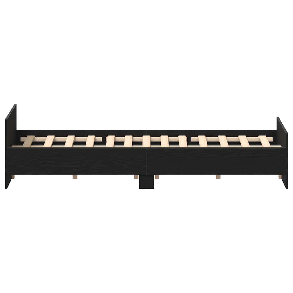 Bed Frame without Mattress Black Oak Effect 140 x 190 cm