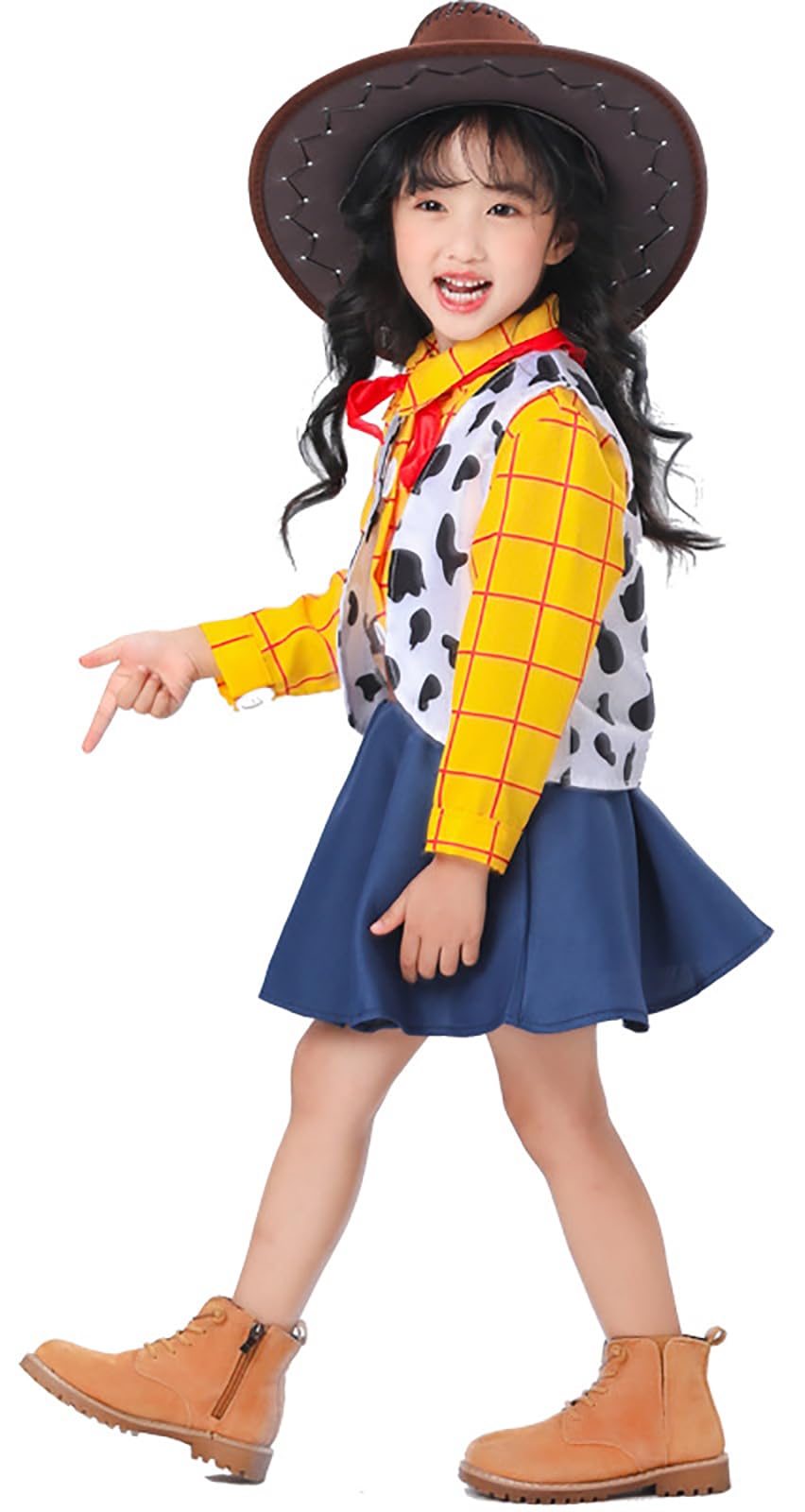 

[SCLYX] Woody Cosplay for Girls, Cute Halloween Costume for Girls, Perfect for Preschool, Halloween, or Events, #23065 (Girls, Height 130cm)