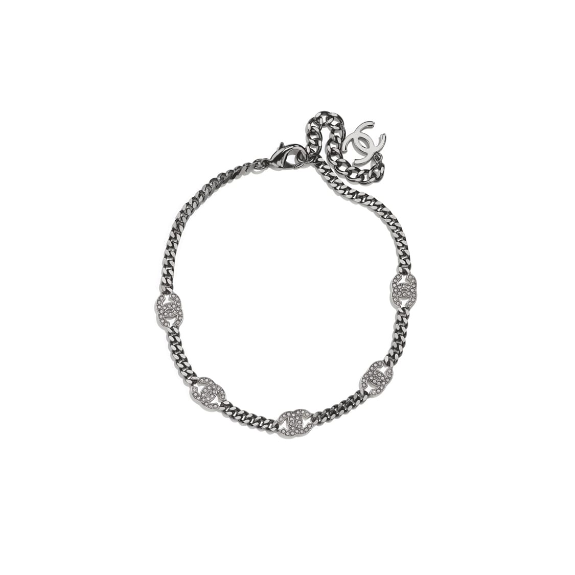 CHANEL 21A Metal, Crystal, Rhodium, Silver