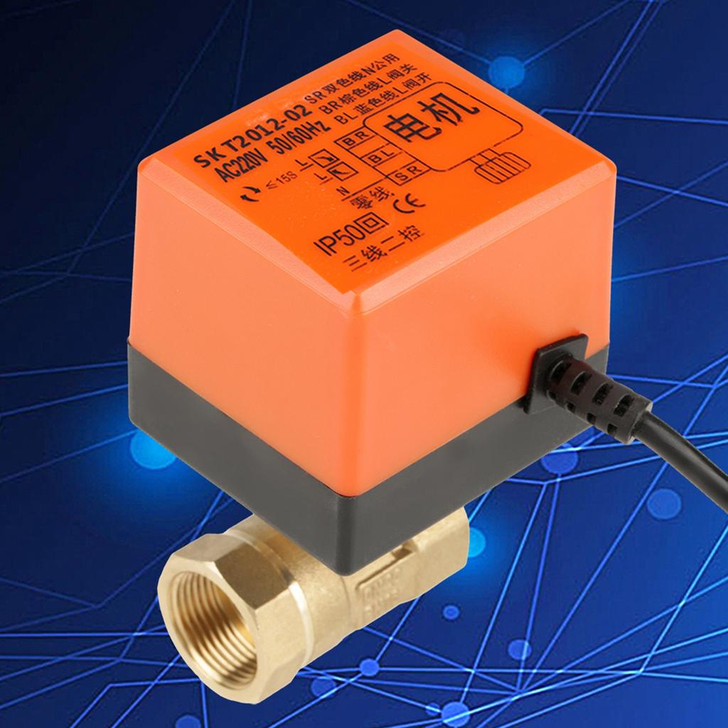 AC 220V Gemotoriseerde   Klep G3/4 Inch DN20 2-weg Messing Gemotoriseerde Agitator Geluidsarme   Klep voor   Airconditioner Leidingen met Draad