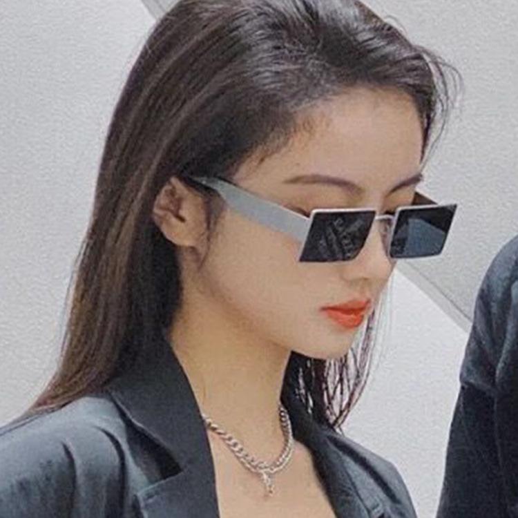 Elegant influencer sunglasses, new Hong Kong style square frame sunglasses, INS hip-hop street style women's UV protection