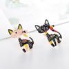 Dessin animé chinois vent chat émail broches femmes fleurs coloré Art abstrait Animal bureau décontracté broche broches cadeaux