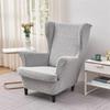 1seater Jacquard Wing Chair Cove with Seat Cushion Cover Elastic Wingback Armchair Slipcover Anti-Dirty Single Sofa Cover Home