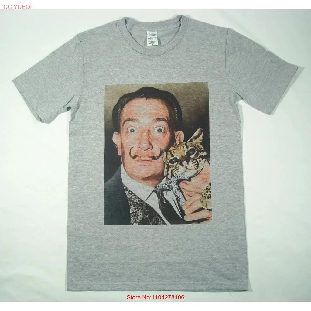 Salvador Dali Ocelot Grijs T-shirt maten Klein 3XL vintage Gewassen Ademend Veelzijdig Stijlvol Rekbaar Zacht Lichtjes