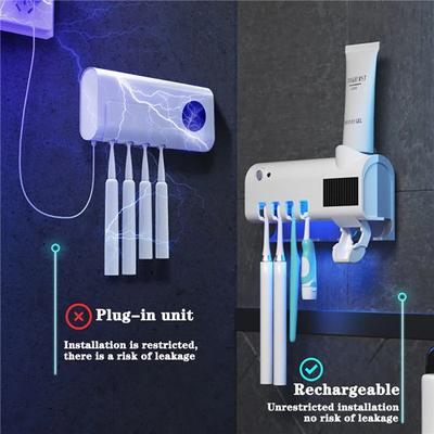 Automatic UV Light Smart Toothpaste Dispenser Toothpaste Squeezer Toothbrush Sterilizer Holder