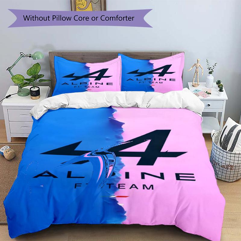 3pcs Duvet Cover Set (1*Duvet Cover + 2*Pillowcase, Without Core), BWT Alpine F1 Racing Team (3) Print Bedding Set, Bedroom Decor, All‑Season, Gift