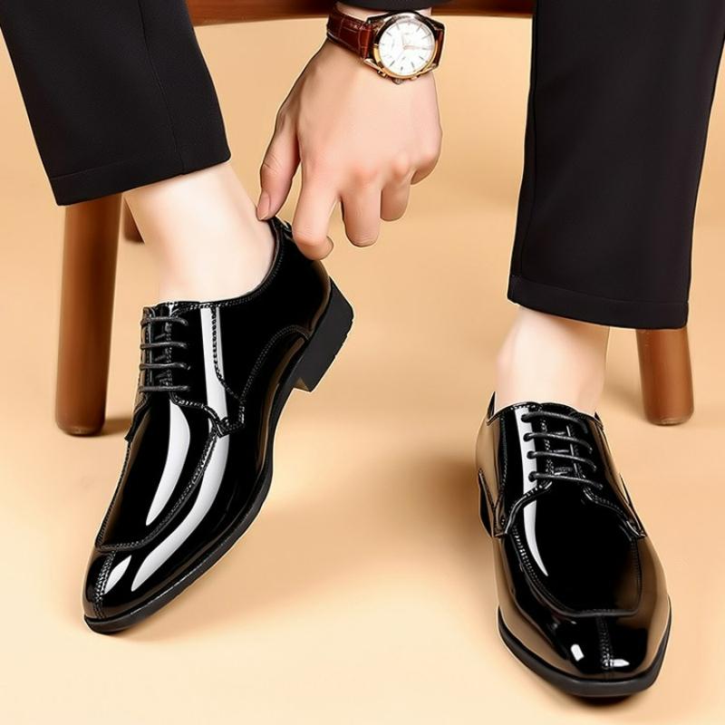 Men Dress Shoes Patent Leather Men Shoes Pointed Toe Oxford Shoes Men Wedding Party Shoe Business Soft Sole Casual Shoe